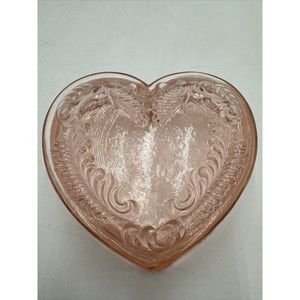 Vintage Boyd's Pink Heart Trinket Keeper Glass